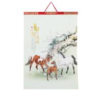 DOITOOL Calendario lunar de pared chino 2026: calendario mensual del año del caballo con decoraciones de Año Nuevo del personaje Fu, planificador diario colgante para restaurantes y supermercados.