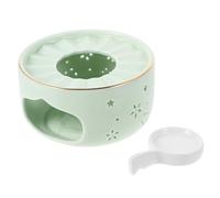 DOITOOL Calentador de Tetera Cerámico Hueco Soporte para Velas, Base Antideslizante, Tamaño Estándar, Color Verde Claro, Accesorio para Té Adecuado para Mantener Caliente y Uso Diario