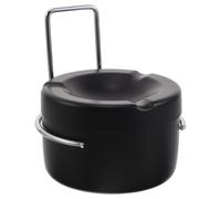 DOITOOL Cenicero de Acero Inoxidable para Baño Montado en Pared con Tapa Anti-dispersión y Soporte Negro, Cenicero Adhesivo para Oficina, Hotel y Espacios Interiores, Diseño Compacto