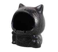 DOITOOL Cenicero De Cerámica Creativa Forma De Gato Grande, Color Negro, Multifuncional para Interior y Exterior, Decoración De Hogar y Oficina, Adorno Decorativo para Balcón y Porche
