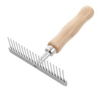 DOITOOL Cepillo Metálico Cuidado de Caballos y Perros, Rastrillo de Acero Inoxidable con Mango de Madera Desmontable, Peine Desenredante Pequeño para Aseo Eficaz y Limpieza de Pelo Suelto