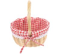DOITOOL Cesta de Almacenamiento de Mimbre Tejida a Mano Interior de Lino, Cesta Ovalada para Picnic, Almacenamiento de Alimentos y Llaves, Adecuado para Hogar y Obsequio