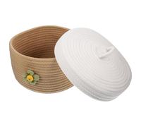 DOITOOL Cesta Grande de Cuerda de Algodón Tejida con Tapa Organizador Decorativo para Escritorio y Dormitorio Cesta Redonda para Almacenamiento de Juguetes Snacks y Cosméticos