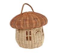 DOITOOL Cesta Tejida a Mano Pequeña Forma de Seta Cesta Encantadora de Ratán Natural para Almacenamiento y Decoración del Hogar Práctica para Organizar Objetos Pequeños Dormitorio y