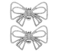 DOITOOL Clip en Metal Plateado para Zapatos de Novia Lazo y Gemas de Imitación, Diseño Desmontable y Elegante para Boda y Compromiso