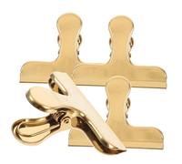 DOITOOL Clips de Sellado para Bolsas de Acero Inoxidable, Pack de 4 Unidades, Diseño Plano y Dorado, Clips Prácticos para Mantener Frescura en Snacks y Alimentos, Sellador para Bolsas