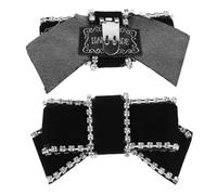 DOITOOL Clips para Zapatos Lazo de Terciopelo Negro Joya Decorativa Desmontable para Tacones y Zapatos Planos Accesorios de Mujer Cristales de Imitación Par de Clips Elegante para Boda