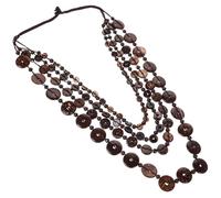 DOITOOL Collar Vintage de Múltiples Hilos para Mujer, Collar Largo de Cuentas de Cáscara de Nuez y Madera Natural, Joyería Bohemia Artesanal Adecuado para Otoño y Regalos