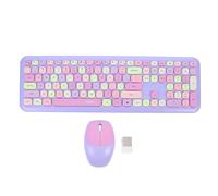 DOITOOL Combo Inalámbrico Teclado y Ratón Estilo Máquina de Escribir Retro con Diseño Morado Mixto Silencioso y Compatible USB para Oficina Hogar y Gaming