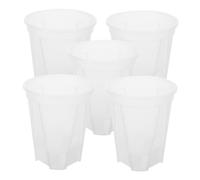 DOITOOL Conjunto de 5 Macetas Transparentes de Riego Automático para Orquídeas Diseño Moderno y Material PP Práctico y Conveniente para Plantas de Interior en Hoteles y Centros