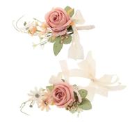 DOITOOL Corsage de Muñeca y Boutonniere para Boda con Rosas Artificiales Pulsera Floral para Novia y Novio Accesorios Elegantes para Madrinas y Padrinos Eventos Formales