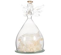 DOITOOL Cúpula de Vidrio con White y Figura de Ángel, Decoración para San Valentín y Cumpleaños, Adorno Romántico con Flor Preservada en Vaso, Obsequio para Enamorados