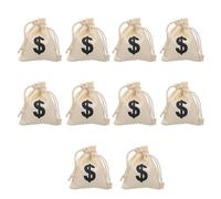 DOITOOL de Obsequio Fáciles de Guardar y Transportar 10 Bolsas de Lona Cordón Diseño de Letras Bonitas Color Beige Material Canvas para Fiestas y Festivales