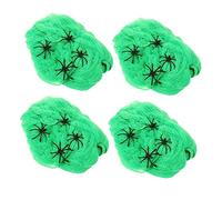 DOITOOL Decoración Halloween Telaraña Artificial Extensible Verde con Arañas para Fiesta Casa Accesorios Terror Halloween