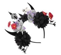 DOITOOL Diadema de Halloween con Cuernos y Flor Negra, Reutilizable y Fácil de Combinar, Accesorio Creativo para Fiesta Temática y Mascarada de Mujer