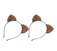 DOITOOL Diademas de Orejas de Gato y Leopardo 2piezas Diseño Único y Material Metálico y Tela, No Se Caen, Ideales para Maquillaje y Actividades de Celebración