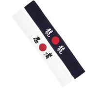 DOITOOL Diademas Japonesas Anchas para Mujer y Hombre, 2 Piezas (Azul Dragón Blanco Ninja), Diadema Deportiva para Karate, Entrenamiento, Cocina Sushi y Actividades al Aire Libre