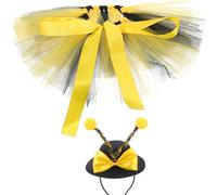DOITOOL Disfraz de Abejorro para Perros Pequeños Falda y Sombrero de Felpa y Gasa Cómodo para Fiestas y Sesiones de Fotos