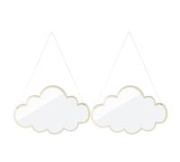 DOITOOL Espejo de Pared Acrílico con Marco de Madera Forma de Nube 2 Unidades Decorativo para Guardería y Dormitorio Espejo de Tocador de Baño Moderno sin Taladro Diseño Artístico y