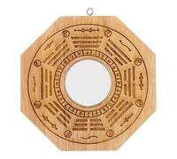 DOITOOL Espejo Feng Shui Bagua de 13,5 Cm Convexo en Madera de Melocotón Natural, Adorno Colgante para Exorcismo y Protección del Hogar, Decoración Tradicional China para Alejar Energías