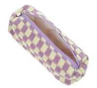 DOITOOL Estuche para Lápices con Cremallera Compacto y Portátil Bolsa Organizadora De Papelería De Mano Gran Capacidad para Estudiantes y Office Diseño De Tablero De Ajedrez Púrpura