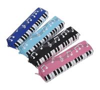 DOITOOL Estuche para Lápices Estampado de Piano para Niñas, 4 Colores (Negro, Azul Claro, Azul y Rosa), Resistente Tela Oxford, Cierre Cremallera, Escolar para Estudiantes de Primaria,