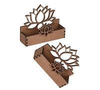 DOITOOL Expositor de Tarjetas de Madera Grande con Diseño de Flor de Loto Tarjetero Decorativo 2 Piezas Organizador de Escritorio para Oficina y Hogar Soporte de Mesa Funcional y