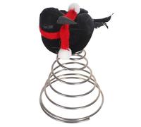 DOITOOL Figurita de Cuervo con Bufanda Roja Adorno Navideño para Árbol Base de Resorte Estable Decoración Festiva para Halloween y Navidad Accesorio Versátil para Mesa y Árbol