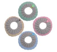 DOITOOL Funda para Asiento de Inodoro 37x42 Cm de Punto Gris y Crema con Asa, Almohadilla Térmica Lavable para Baño Invierno Hogar y Viaje, Juego de 4 Piezas