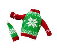 DOITOOL Funda para Botella de Vino Navideña Gorro Ropa de Punto Verde Diseño de Copos de Nieve Juego Reutilizable para Decoración de Fiestas y Restaurantes Accesorio Festivo para