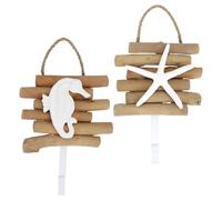 DOITOOL Gancho de Pared de Madera Maciza Vintage para Abrigos y Sombreros, Estilo Retro Diseño Rústico, Set de 2 Piezas (seahorse y Estrella de Mar) para Decoración de Hogar