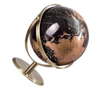 DOITOOL Globo Terráqueo Giratorio Decorativo Negro y Dorado 20 Cm para Escritorio, Globo Didáctico Topográfico Estable para Aprendizaje de Geografía en Oficina, Aula y Hogar