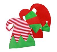 DOITOOL Gorros de Campana Navideños No Tejidos para Fiesta y Cosplay 3 Piezas en Rojo Patchwork y Rayas Accesorios Adorables Campana para Decoración y Ambiente Festivo