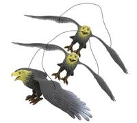 DOITOOL Gran Colgante de Decoración de Jardín 3 Piezas de Águila de Plástico Realista, Estatua del Águila Grande para Exteriores, Adorno Colgante Anti Pájaros para Patio y Terraza