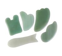 DOITOOL Gua Sha - Herramienta de masaje para raspado, 5 unidades, aventurina, masajes, raspado, herramienta de masaje, tabla de piedra natural para acupuntura SPA