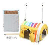 DOITOOL Hamaca Colgante para Jaula de Pájaros Pequeña, Cama y Nido Transpirable para Loros, Periquitos y Agapornis, Refugio Flexible de Tela Suave en Color Arcoíris Amarillo para Mascotas