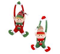 DOITOOL Hebillas para Cortinas Navideñas de 2 Piezas Colgantes de Duende Rojo y Verde Accesorios Decorativos para Puertas y Ventanas Ideales para Ambiente Festivo de Navidad