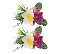 DOITOOL Horquilla de Orquídea para Mujer Eva y Poliéster Amarillo Ligera 2 Piezas Pinza Pelo Flor de Plumeria Peinados de Estilo Asiático, Sesiones Temáticas y Salidas Casuales