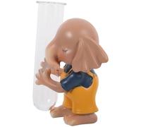 DOITOOL Jarrón Hidropónico con Tubo de Vidrio y Escultura de Conejo Maceta Decorativa Moderna para Escritorio Pequeño Florero para Plantas sin Tierra