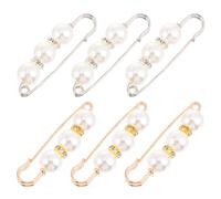 DOITOOL Juego 6 Broches de Perlas Artificiales y Aleación, Accesorios de Joyería para Mujer, Broches Decorativos para Chal, Suéter y Vestido, Pin de Solapa Elegante en Dorado y Blanco,