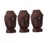 DOITOOL Juego de 3 Figuras de Cabeza de Buda Sakyamuni de Madera Tallada a Mano Adorno Decorativo para Hogar Oficina y Espacio de Meditación Estatua Budista Artesanal
