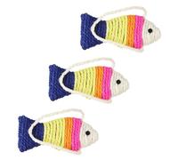 DOITOOL Juego de 3 Juguetes para Gatos Pequeños Forma de Pez de Sisal Cuerda Colgante Rascador para Gatitos Resistente y Duradero Color Aleatorio Adecuado para Color