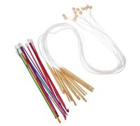 DOITOOL Juego de Agujas de Crochet de Madera para Tejer Ropa, Set Colorido de Ganchos Manuales con Aguja de 120 Cm, Herramienta para Tejer Suéteres y Proyectos Artesanales, Kit Completo