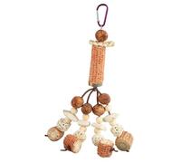 DOITOOL Juguete Colgante para Loros y Periquitos Resistente a Mordiscos Bola de Hueso de Sepia Fibras Naturales Accesorio para Jaula para Estimular y Entretener a Aves Pequeñas y