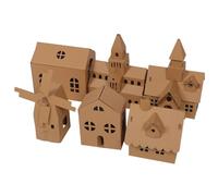 DOITOOL Kit de 6 Casas de Cartón para Niños Diseño Portátil, Material Papel y Actividades Familiares para Pintar y Construir en Parques