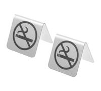 DOITOOL Letrero de Mesa Doble Cara No Fumar Acero Inoxidable 2 Piezas Señal Prohibido Fumar Interior y Exterior para Oficina Restaurante Banquete
