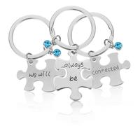 DOITOOL Llavero Colgante de Amistad Diamante Azul, Aleación Plateada, 1 Unidad, Obsequio para Mejores Compañeros y Ocasiones Especiales