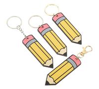 DOITOOL Llavero de Lápiz de Madera 4 Piezas, Colgante Decorativo para Bolsos y Llaves, Diseño Doble Cara, Accesorio Festivo para Maestras y Decoración Escolar