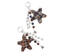 DOITOOL Llavero Decorativo de Estrella de Cinco Puntas Vintage, Colgante de Tela de Lana Hecho a Mano, 2 Piezas en Verde y Café, Llavero Colgante Dibujos Animados para Mochila y Bolso