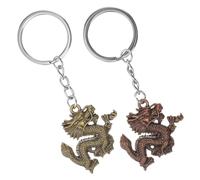 DOITOOL Llavero Metálico Dragón Chino 2 Piezas Colgantes Vintage en Cobre Rojo y Cobre Verde Adornos Colgantes para Bolsos y Llaves Recuerdos de Fiesta y Amuletos Decorativos